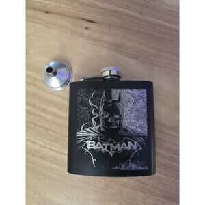 Engraved Hip Flask Batman Stainless Steel 6oz Black Gift Father Grandpa